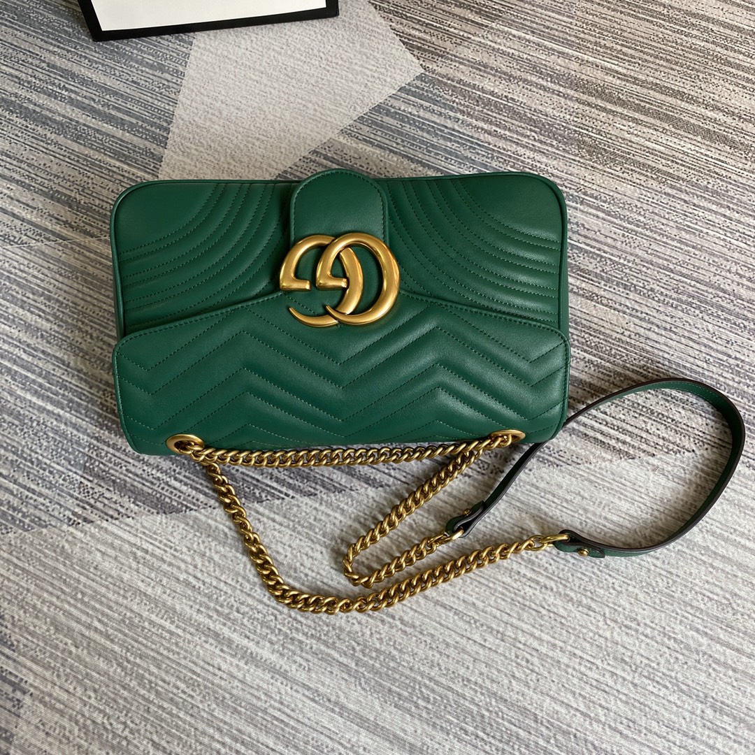 Gucci GG Marmont Medium Matelasse  Shoulder Bag 443496 Green